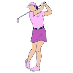 woman golf player. Golfers Illustration Cartoon