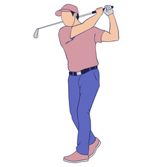 man playing golf. Golfers Illustration Cartoon