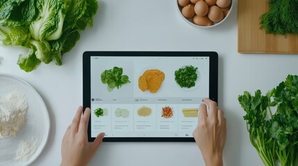 Digital recipe app interface displaying various ingredients.