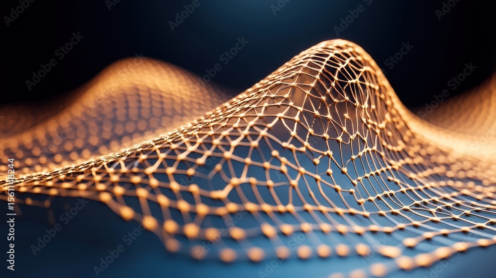 Poster abstract network wave of golden interconnected nodes