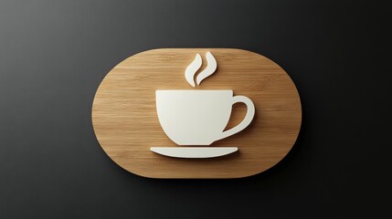 65.A 3D icon of a coffee shop board, designed to reflect a clean and modern aesthetic. The simple, elegant design of the sign conveys a minimalist approach to branding, ideal for a contemporary