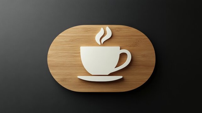 65.A 3D icon of a coffee shop board, designed to reflect a clean and modern aesthetic. The simple, elegant design of the sign conveys a minimalist approach to branding, ideal for a contemporary