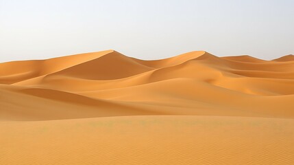 Rolling sand dunes stretching across the desert landscape.