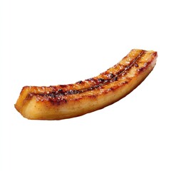 Grilled Banana Slice with Caramelized Surface on White Background