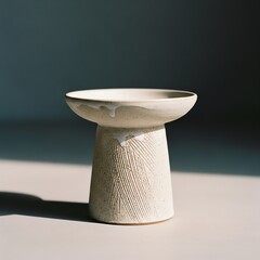 Ceramic stand modern neutral pottery object