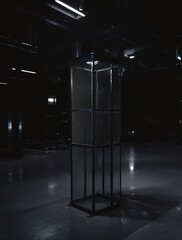 Metal cage structure indoor dark setting