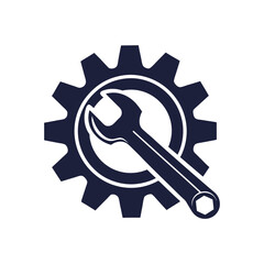Maintenance and Settings Icon – Wrench and Gear Vector Illustration (EPS)
