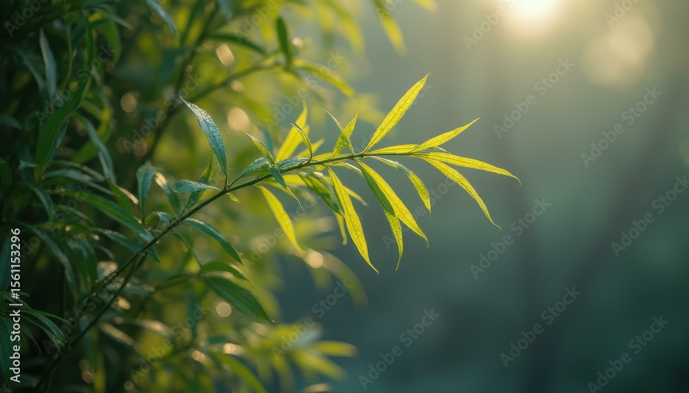 Aufkleber numerous backlit leaves creating serene forest atmosphere