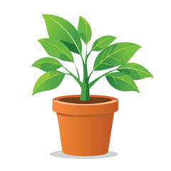 Elegant Potted Plant Icon – Vector Illustration