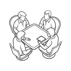 Team Meeting Icon – Round Table Business Discussion Vector (EPS)
