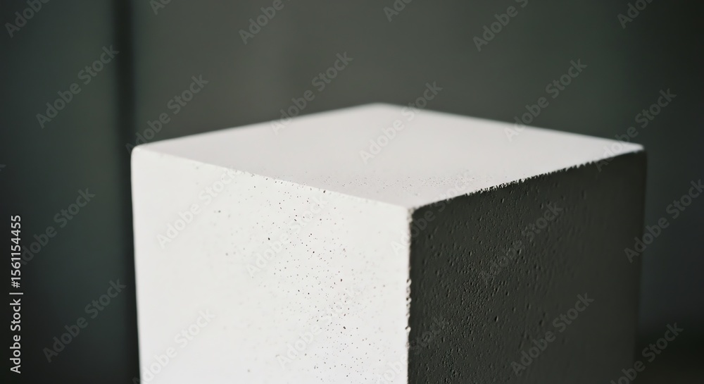Poster white cube close up simple composition