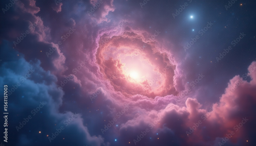 Aufkleber Serene nebula and cosmic clouds in outer space at night