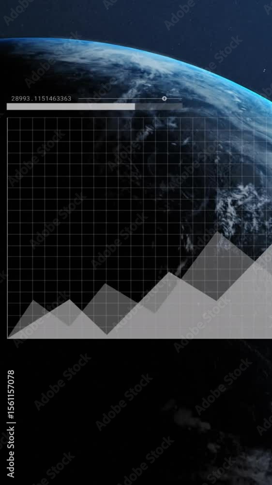 Aufkleber animation of financial data processing over globe