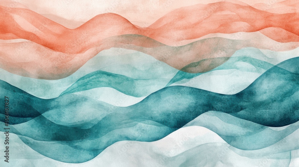 Poster Abstract painting with wave-like shapes in serene studio setting