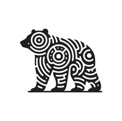 bear silhouettes vector, set of animals Brown grizzl Black vector