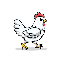 cute hen walks cartoon