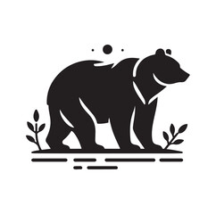 bear silhouettes vector, set of animals Brown grizzl Black vector