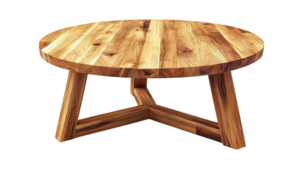 Round wood table with triangular base