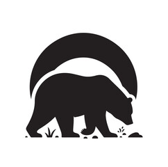 bear silhouettes vector, set of animals Brown grizzl Black vector