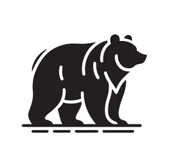 bear silhouettes vector, set of animals Brown grizzl Black vector