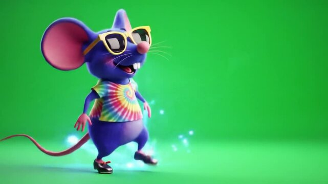 Funky Mouse Tap Dancing Green Screen