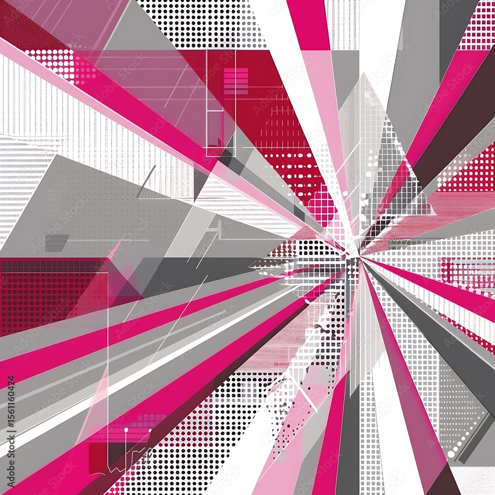 Aufkleber dynamic abstract composition with geometric shapes and vibrant color accents creating modern effect