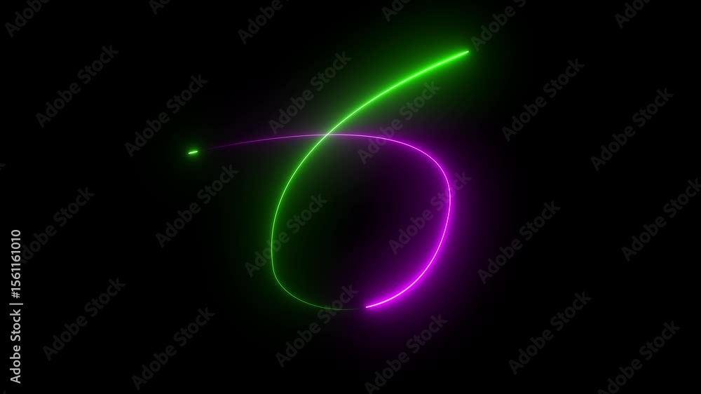 Poster abstract multicolor neon lines background animation . glowing circle. glow effect. round light frame