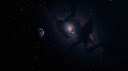 Obraz premium Cosmic Symphony: A Breathtaking Dance of Planets, Moons, Nebulas, and Stars in a Galactic Wonderland.