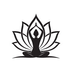 lotus yoga pose vector silhouette clip art logo design illustration collections.