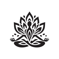 lotus yoga pose vector silhouette clip art logo design illustration collections.