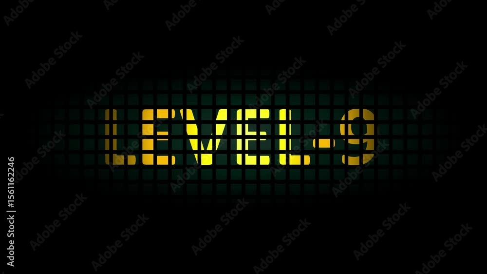 Fototapete digital scoreboard with level 9 text animation .glitch text level 9 animation.level -9. congrats.