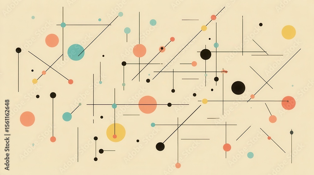 Poster abstract geometric design with lines and circles.