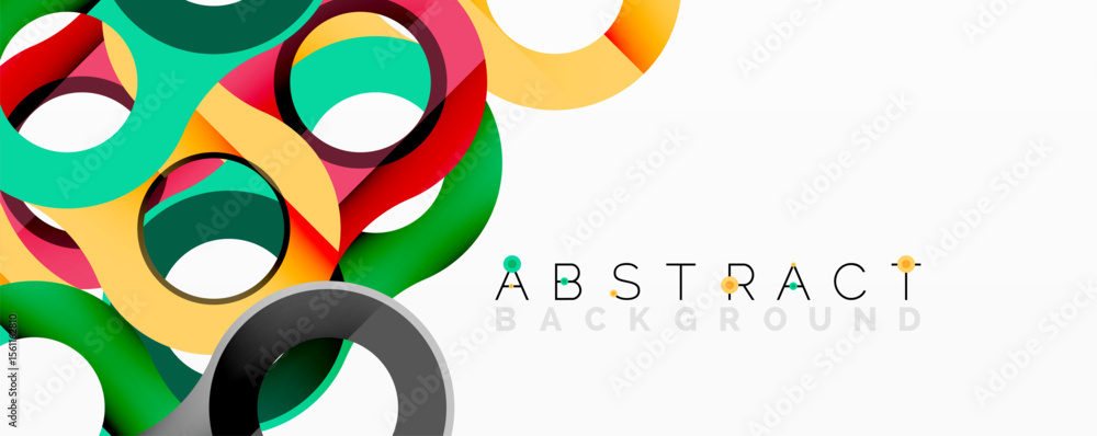 Aufkleber Bright colorful circles overlap, creating dynamic abstract composition. White space provides clean contrast. Modern design element.