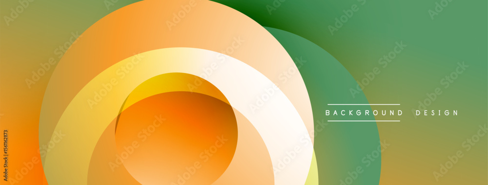 Poster Abstract colorful layers create dynamic visual effect. Smooth gradients blend orange, green, yellow hues. Modern design element.