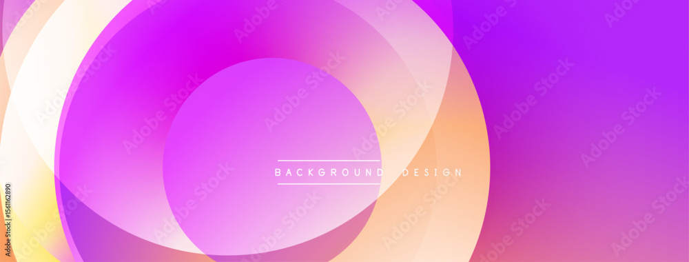 Poster abstract circles overlap, creating vibrant gradients. pink, purple, orange hues blend smoothly. mode