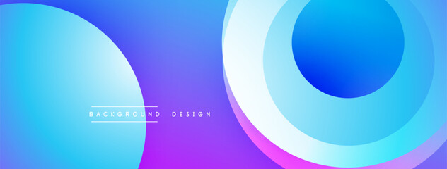Abstract gradients, circles overlap. Vibrant blues, purples create modern background design. Smooth transitions, dynamic composition.