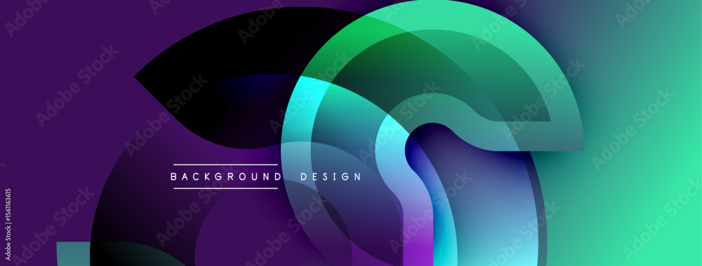 Poster Abstract gradients blend, creating dynamic curves. Purple transitions to teal, forming modern background design. Minimal text present.