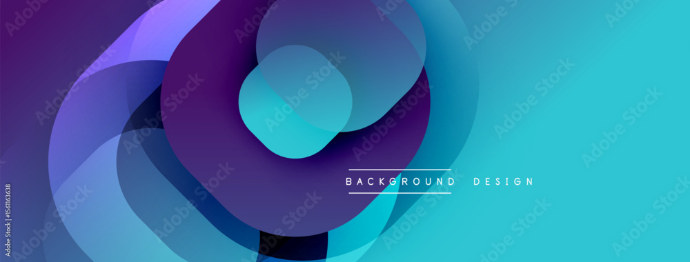Poster abstract fluid shapes overlap, creating vibrant blue, purple gradients. modern design element for ba