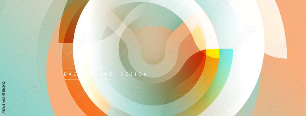 Aufkleber Abstract circular design. Soft colors blend, creating dynamic visual flow. Modern aesthetic, suitable for backgrounds, presentations.