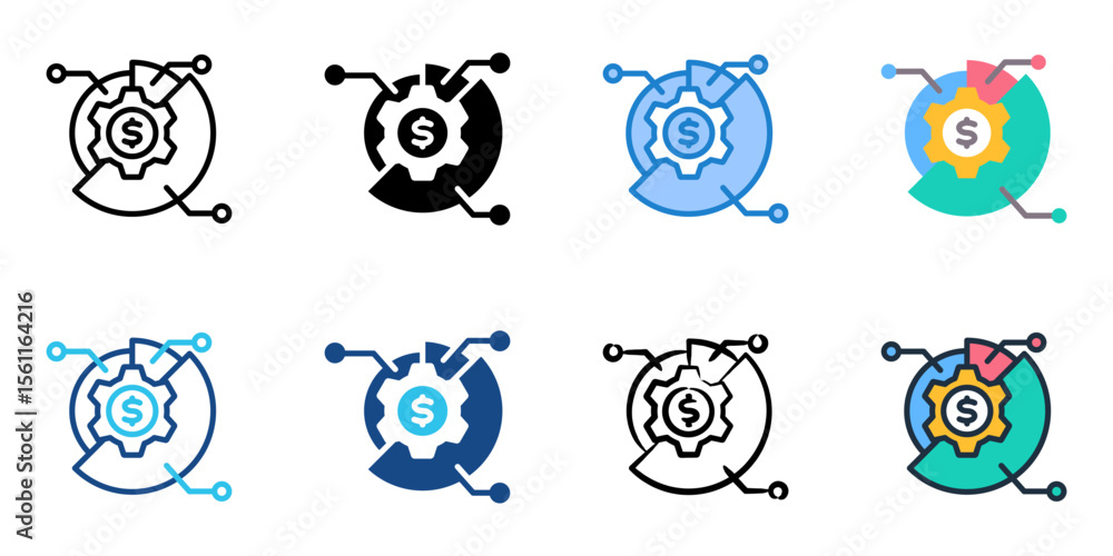 Poster asset management icon set multiple style collection
