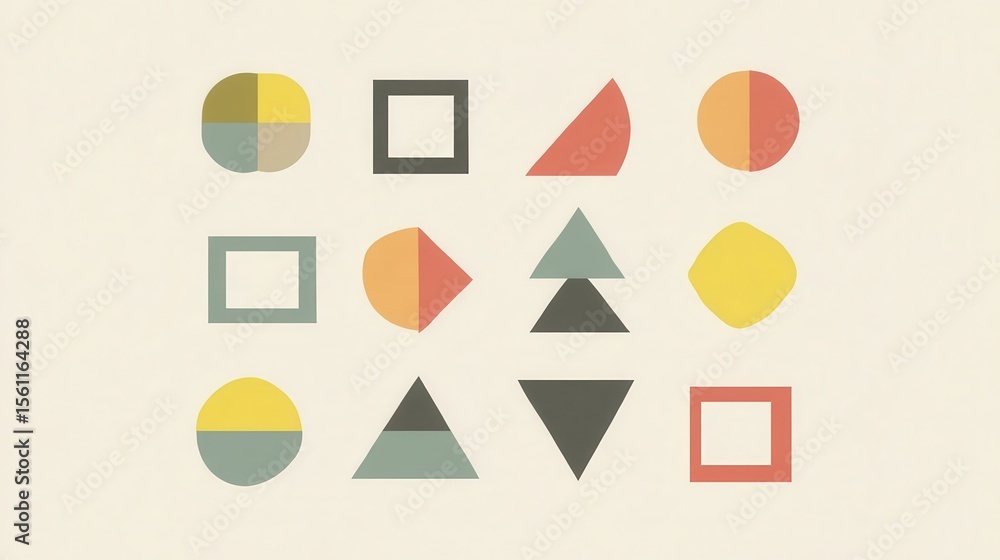 Aufkleber geometric shapes arranged in a grid pattern.