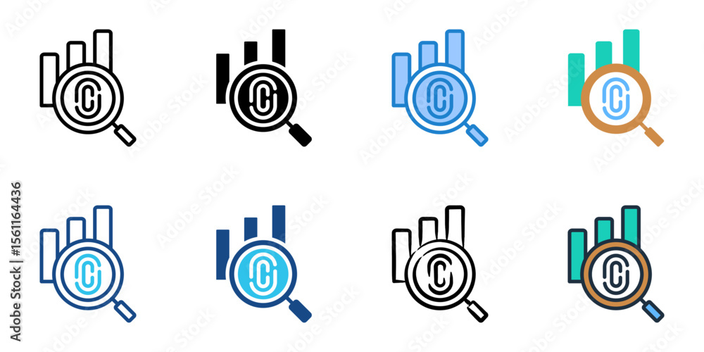 Poster forensic accounting icon set multiple style collection