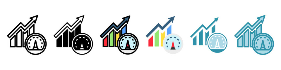 Benchmark Test multi style, mini illustration icon set. Vector for modern concept, print, UI, UX kit, web and app development. Related to product offering, marketing, business.