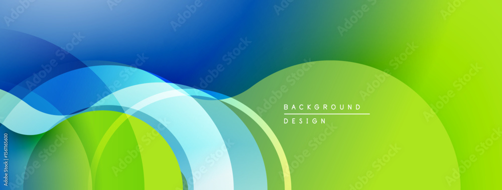 Poster abstract flowing shapes, bluegreen gradient. modern design element, smooth curves, vibrant colors. m