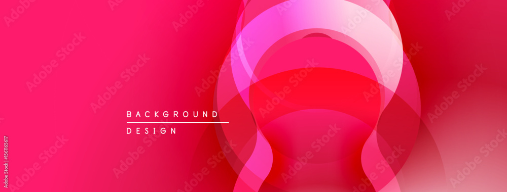 Poster Abstract pink design. Overlapping circles create dynamic visual effect. Gradient shades add depth, modern aesthetic.