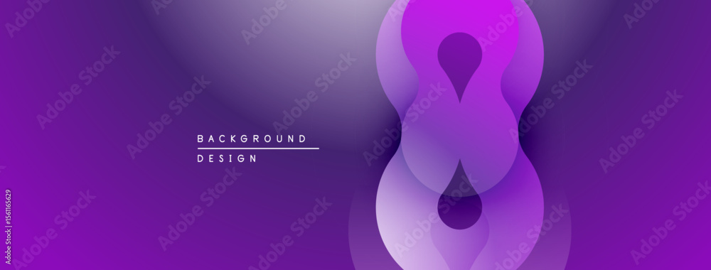 Poster Abstract purple design features overlapping rounded shapes. Gradient background creates soft visual effect. Minimalist composition, modern aesthetic.