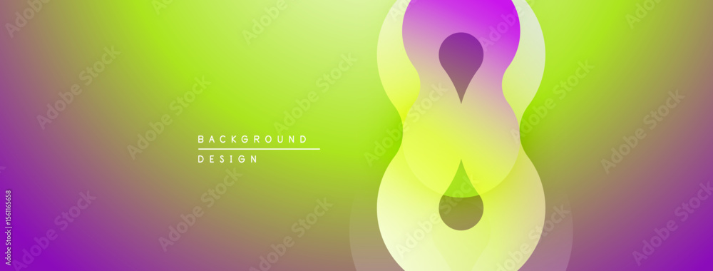 Poster Abstract vibrant background. Gradient colors blend, creating smooth transitions. Central figure resembles infinity symbol. Modern design element.