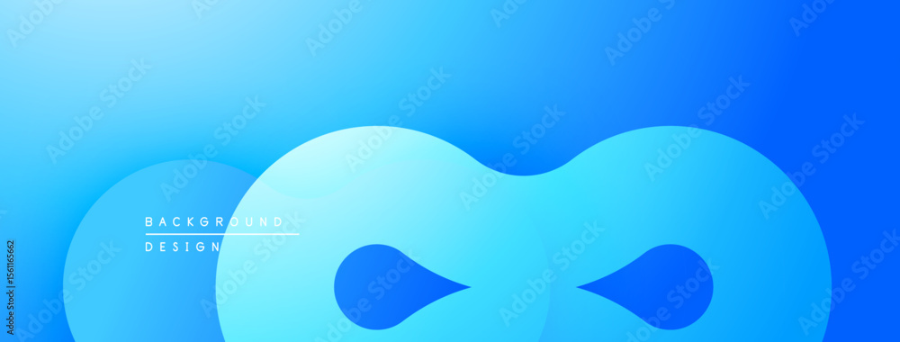 Poster Abstract blue background. Smooth shapes overlap creating infinity symbol. Gradient effect adds depth, modern feel. Minimalist design.