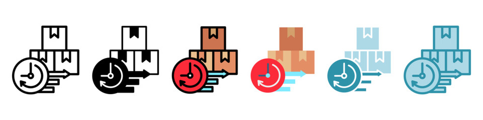 Delivery Time multi style, mini illustration icon set. Vector for modern concept, print, UI, UX kit, web and app development. Related to product offering, marketing, business.