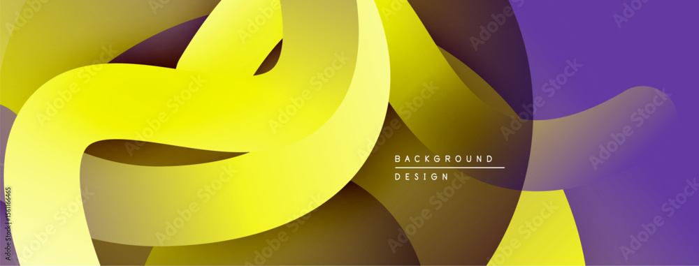 Aufkleber Abstract fluid shapes overlap, creating dynamic yellow, purple gradients. Modern design element for backgrounds, presentations.